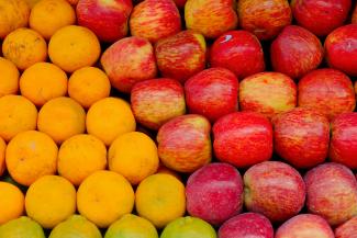 a pile of apples and oranges sitting next to each other by Gowtham AGM courtesy of Unsplash.